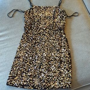 New years eve dress knee length black sequin sparkle